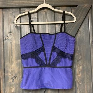 Bebe Purple Black Lace Silk Tank Top Medium